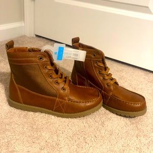 NWT the Children’s Place Tan Ankle Boots Faux Leather with Zipper and Laces
